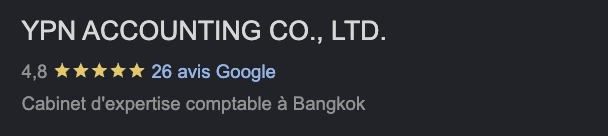 Fiche Google Business de YPN Accounting affichant une note de 4,8 pour 26 avis