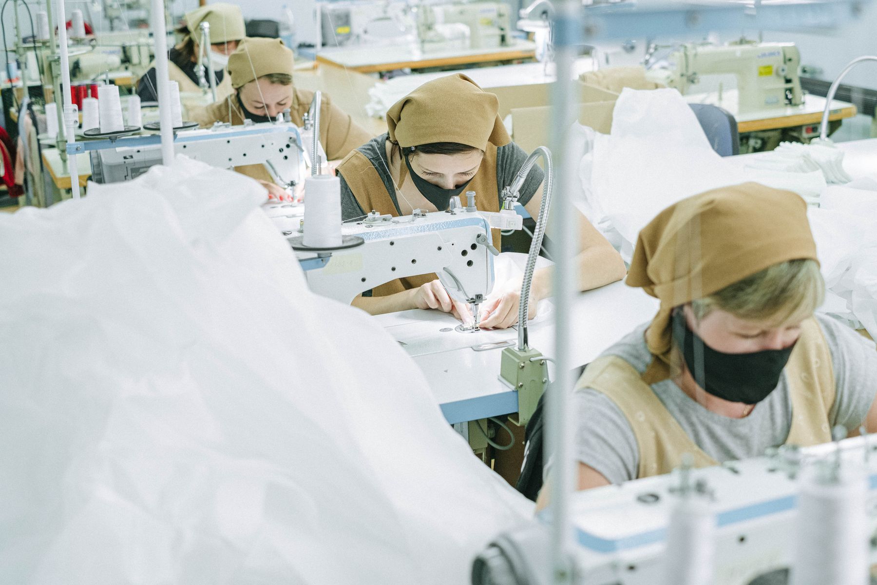 Textile production in a factory, illustrative industry photograph